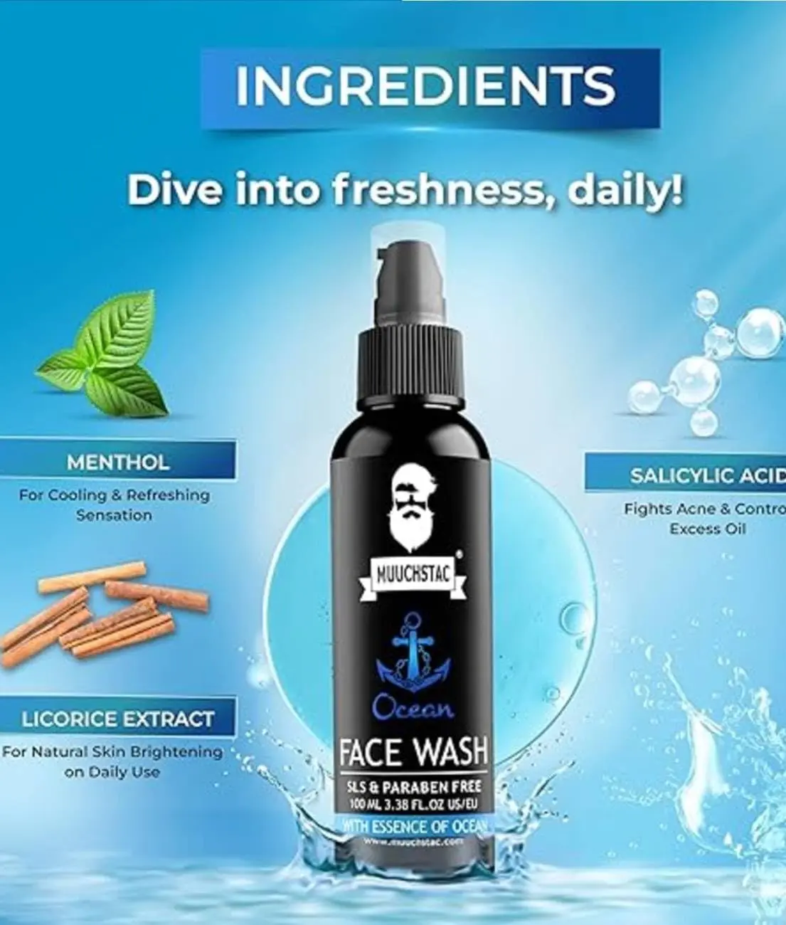 FACE WASH MUUCHSTAC OCEAN FACE WASH FOR MEN 100ML